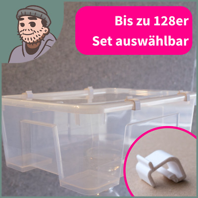 4x - 128 Verschluss Clips kompatibel mit Ikea Samla Box (5L, 11L, 22L, 45L, 65L)