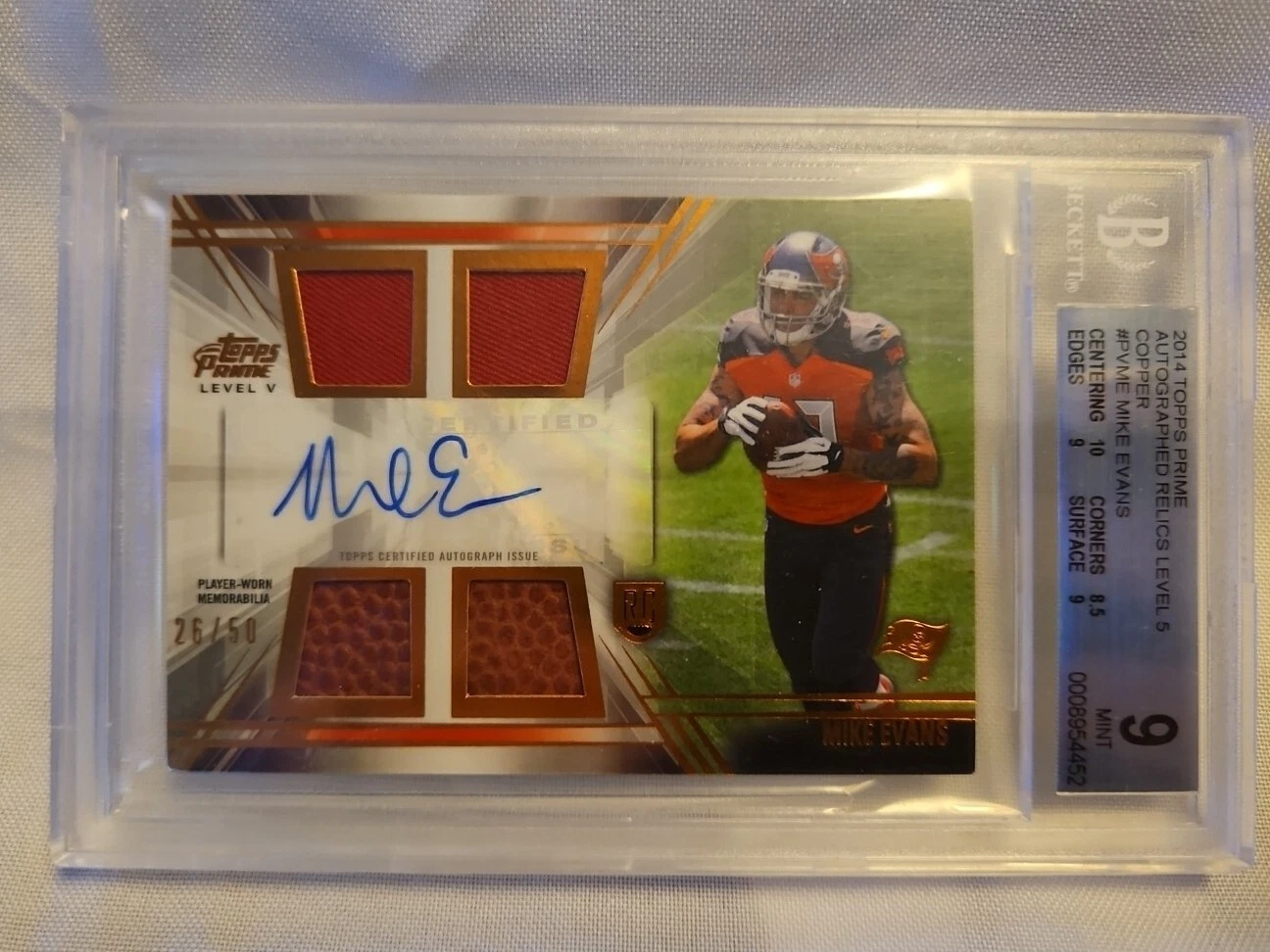 Mike Evans Topps Prime Autographed Relics Level 5 #PVME Copper