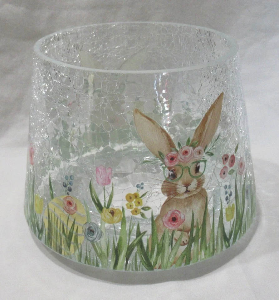 Yankee Candle Tarro Crackle Transparente Tono J/S Primavera CONEJITO CON VASOS Flores Foto 3 de 4
