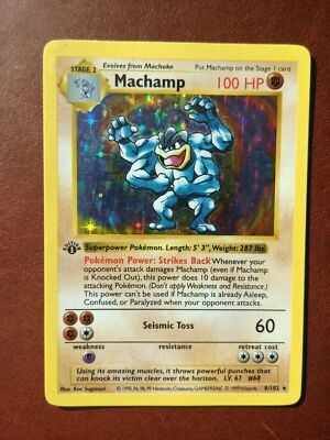 Machamp 英語版 8/102 Pokemon Card Machamp 8/102 Holo Foil 1st Edition Base Set PSA 9