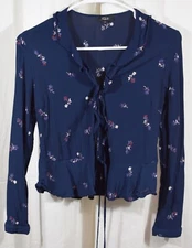 Rails Simone Floral Ruffle Wrap Blouse Blue Size Small