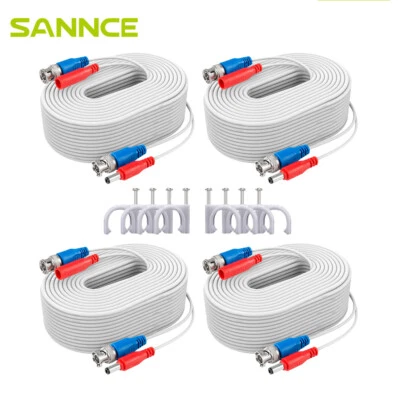 SANNCE 4x100ft Video Power Cable BNC RCA Connector Wire for CCTV Security Camera