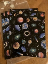 Vintage Gift Wrapping Paper 22x30" 4-Sheet LOT Space Planets "Out of this World"
