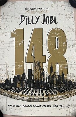 BILLY JOEL POSTER MSG NYC 148th SHOW 5/9/2024 MADISON SQ GARDEN