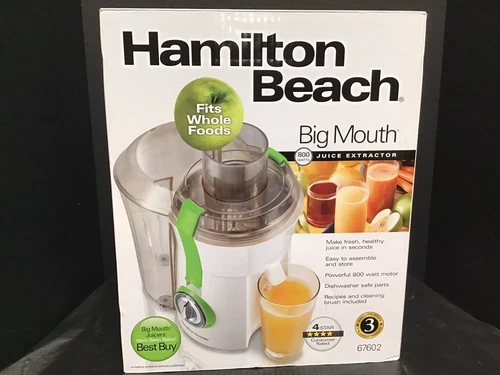 Hamilton Beach Big Mouth Juice Extractor Model 67602A White 800 Watt New In Box