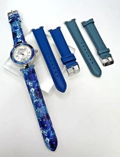 ISAAC MIZRAHI LIVE! T-Bar Interchangeable 3-Strap Watch Set - Blue - NWT