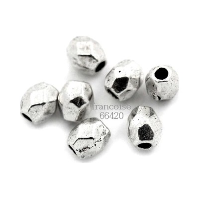 25 Intercalaires Ovales Facettés 4x3.5mm - Apprêts Bijoux Argentés A428 G