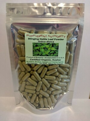 Stinging Nettle Leaf Root Powder Capsules - Certified Organic, Kosher - FRESH!