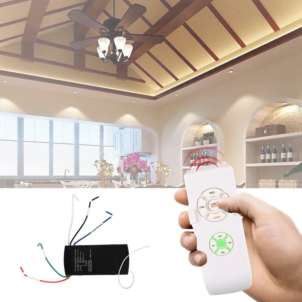 Universal Wireless Remote Control and Receiver Kits for Ceiling Fan Lamp Home - Image 4 of 4