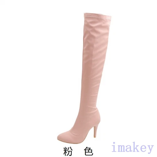 Damen Overknee Stiefel High Heel Spitz zulaufend Reißverschluss Schuhe Sexy Pump - Bild 28 von 29