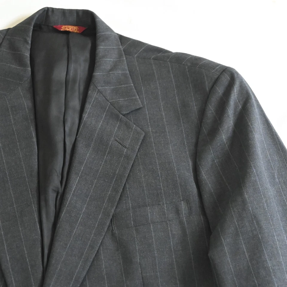 Blazer Abrigo Deportivo Chaqueta De Colección Hecho en EE. UU. Corbin 48S Gris Tiza Rayas 100% Lana Foto 2 de 4