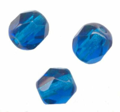 Lot De 25 Perles Facettes De Bohême Preciosa - Taille 6mm, Couleur Capri Blue AB, Fabriqué En France