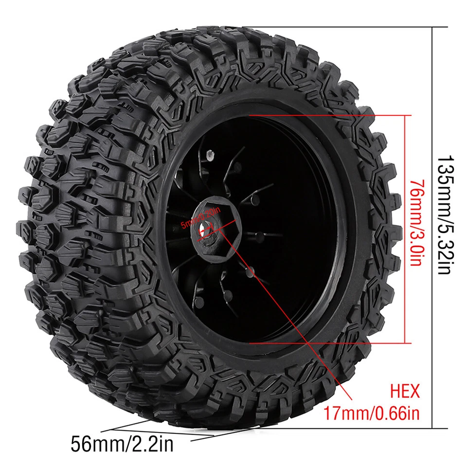 4pc 2.2 RC Reifen 17mm Hex für 1/7 Short Course Truck Traxxas UDR 1/8 Auto Buggy - Bild 3 von 4