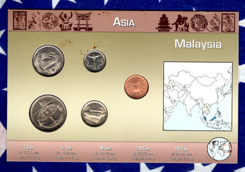 Littleton World Coin Set Malaysia UNC 10,20,50 Sen 2008 5 Sen 2011 1 Sen 2005 - Picture 2 of 2