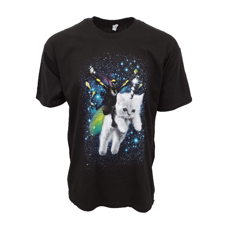 ЧЕРНАЯ ФУТБОЛКА УНИСЕКС КОСМИЧЕСКИЙ КОТ 2090₽