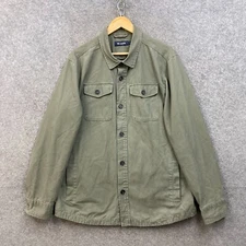 Blazer Jacket Mens L Large Green Lined Pockets Button Front Cotton A803