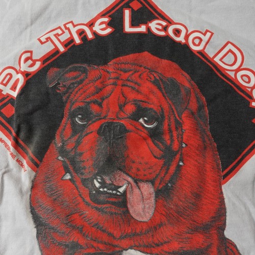 Vintage 90s Be the Lead Dog Double Sided T shirt Red Dog Bulldog Youth Large - Picture 5 of 17