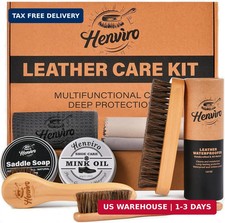 Leather Boot Care Kit - Mink Oil, Saddle Soap, Waterproofing Wax, Shoe Br