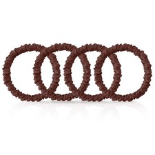 4 PCS Mulberry Silk Scrunchies Set Hair Ties Elastic Skinny Ponytail Brown