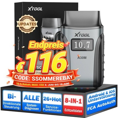 XTOOL A30M 2.0 Profi OBD2 Diagnosegerät KFZ Auslesegerät BT Scanner Alle Systeme