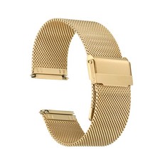 316L Stainless Steel Mesh Watch Band 24mm Quick Release Adjust Strap, Gold