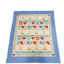 Vintage Teddy Bear ABC Blocks Hearts Baby Thin Blanket Nursery Decor 2