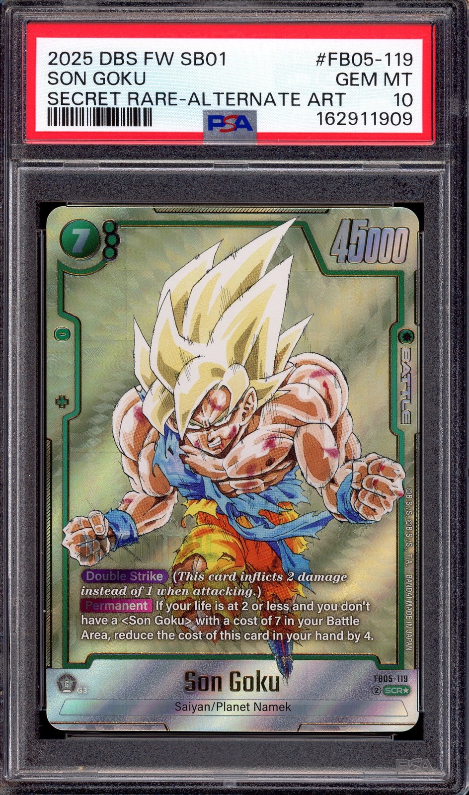 2025 DBS FW Manga Booster 01 Secreto Raro Arte Alternativo Son Goku #FB05-119 PSA 10