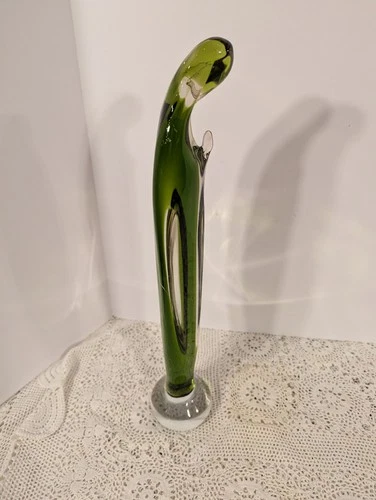 Vintage Murano Robert Moretti Green Art Glass Sculpture Figure Madonna 17" Tall