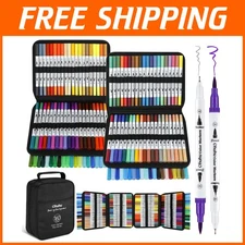 Creative Coloring Companion - 160 Colors Dual Tip Markers with Replacement Tips