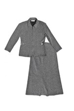 Vintage 90s Minimalist Knit Skirt Set with Silver Hardware