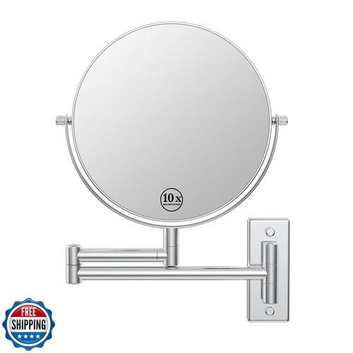 LANSI Wall Mounted Makeup Mirror, 10x/1x Double-Sided Magnifying Mirror, 360°