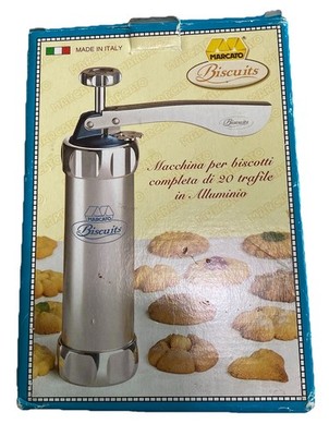Marcato Biscuits Cookie Press Silver 20 Discs Made in Italy w/ Instructions