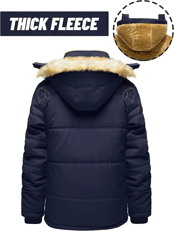 TACVASEN Men's Winter Jacket with Hood Water Repellent Windproof Thicken Parka image 3