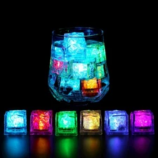 20 Pack Light Up Ice Cubes for Drinks - Multi Color Led Ice Cubes with Color ...