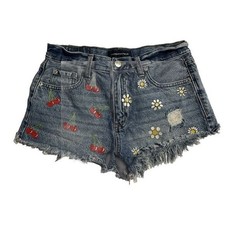 Aeropostale Vintage High Rise Shorty Fun Cherry Daisy Jean Shorts Sz 6