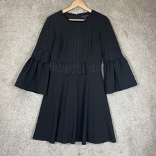 Banana Republic Dress Womens 4 Black Bell Sleeve Lined Knee Length Zip- 3265*