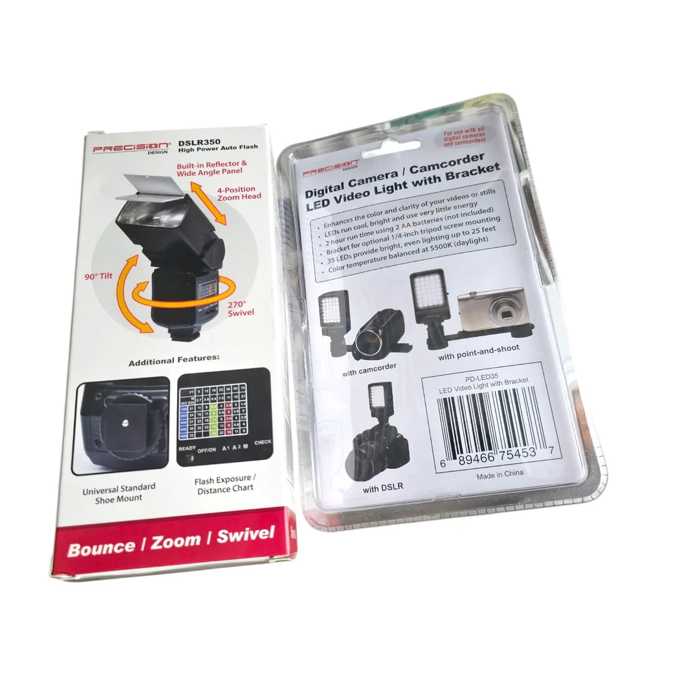 Precision Design DSLR350 Flash + PD-LED35 LED Video Light for Camera Camcorder D - Image 2 of 4
