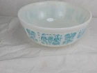 Vtg Pyrex 404 Turquoise Blue Amish Butterprint 4qt Mixing Serving Bowl Rooster