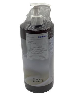 Korres UNSCENTED Renewing Body Cleanser 33.81 Fl Oz Jumbo NEW Sealed!