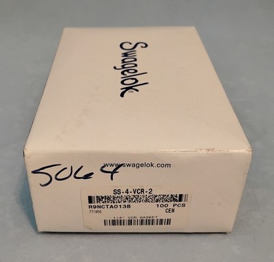 100-Pack SWAGELOK SS-4-VCR-2 Silver-Plated 316L Stainless Steel Gasket 1/4'' VCR