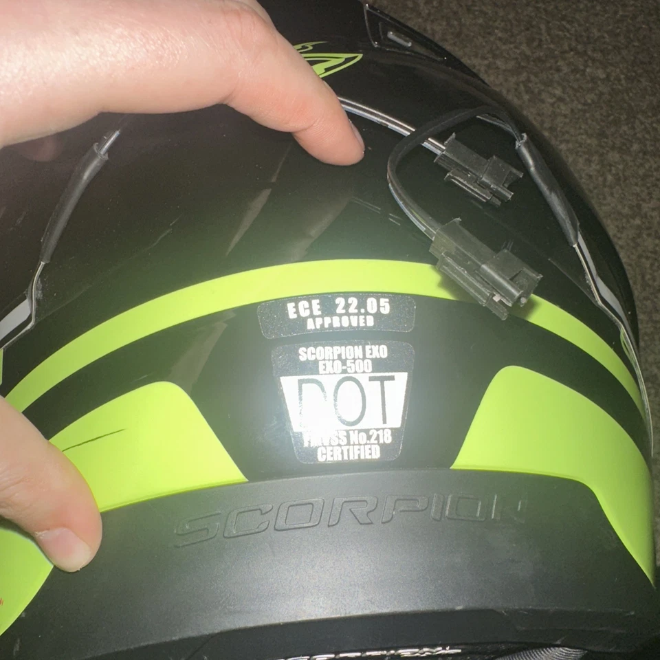 Casco de moto Scorpion EXO-500 cara completa verde blanco con bolsa talla M Foto 4 de 4