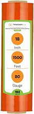 192 Rls 18" x 1500' 80 Ga Plastic Stretch Film Cast Hand Shrink Wrap Dark Orange