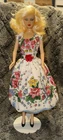 Hankie Couture Floral Dress Red Rose Accent Fits Barbie Fashion Doll Vintage