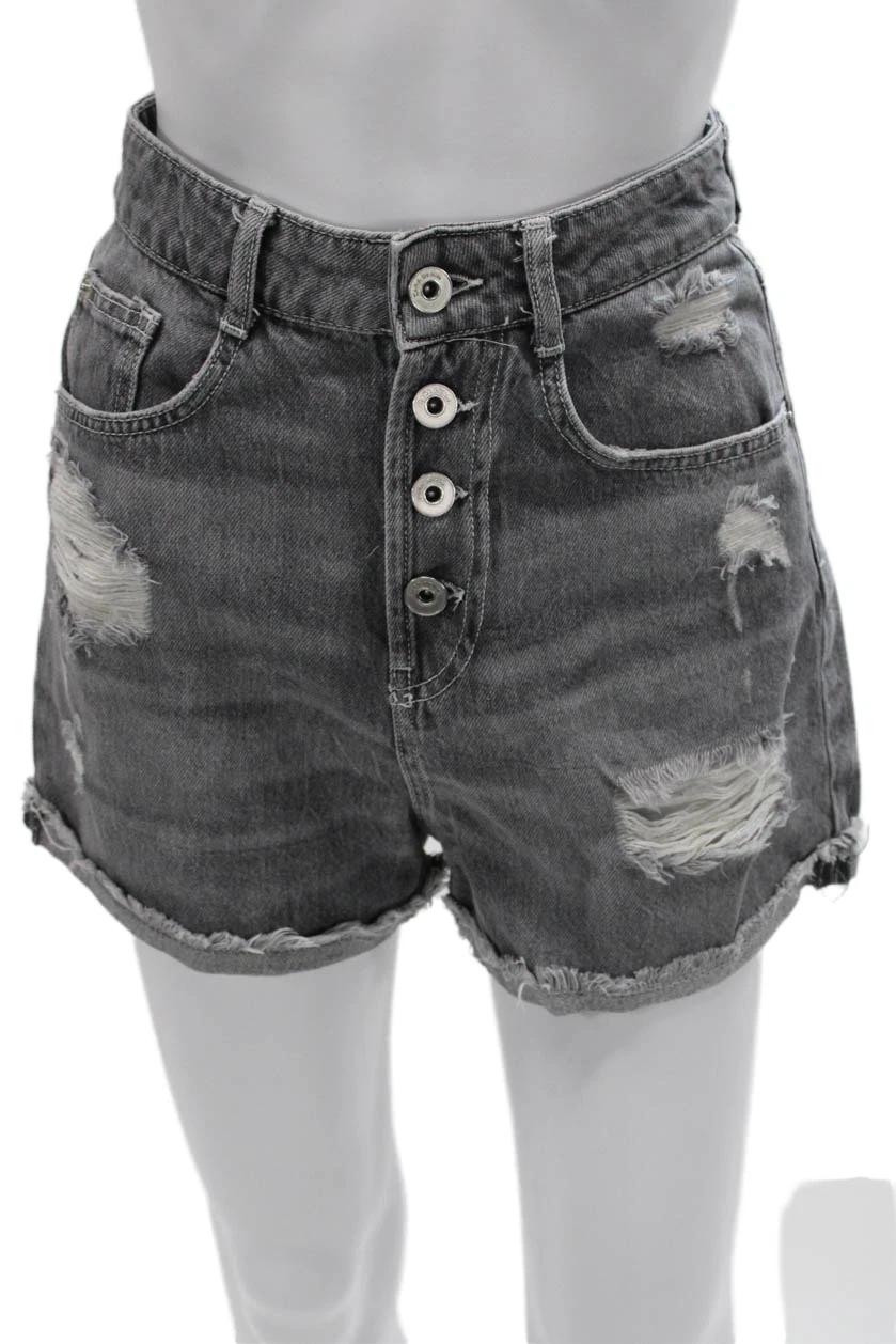 Zara Womens Cut-Off Cotton Shorts Gray Button Size 2
Opens in a new window or tab