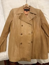 Ellen Tracy Leather Peacoat Size 12 Made In USA