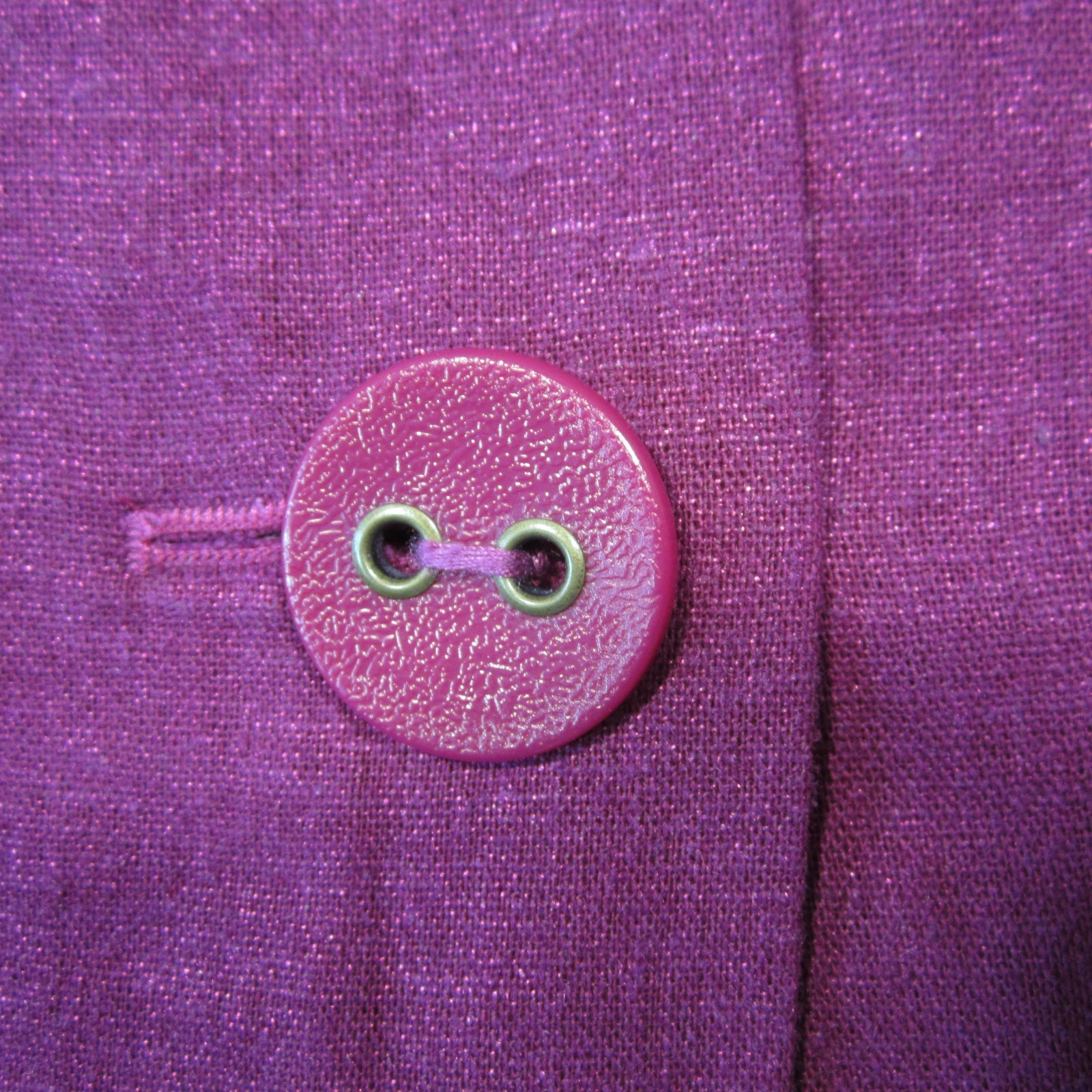 CJ Banks Linen Shirt 1X Fuchsia Button Up 3/4 Sleeve Pintuck Preppy Luxury Beach