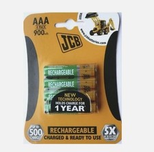 JCB AAA 900mAh Rechargeable Batteries NiMH Pre Charged Pre-charged