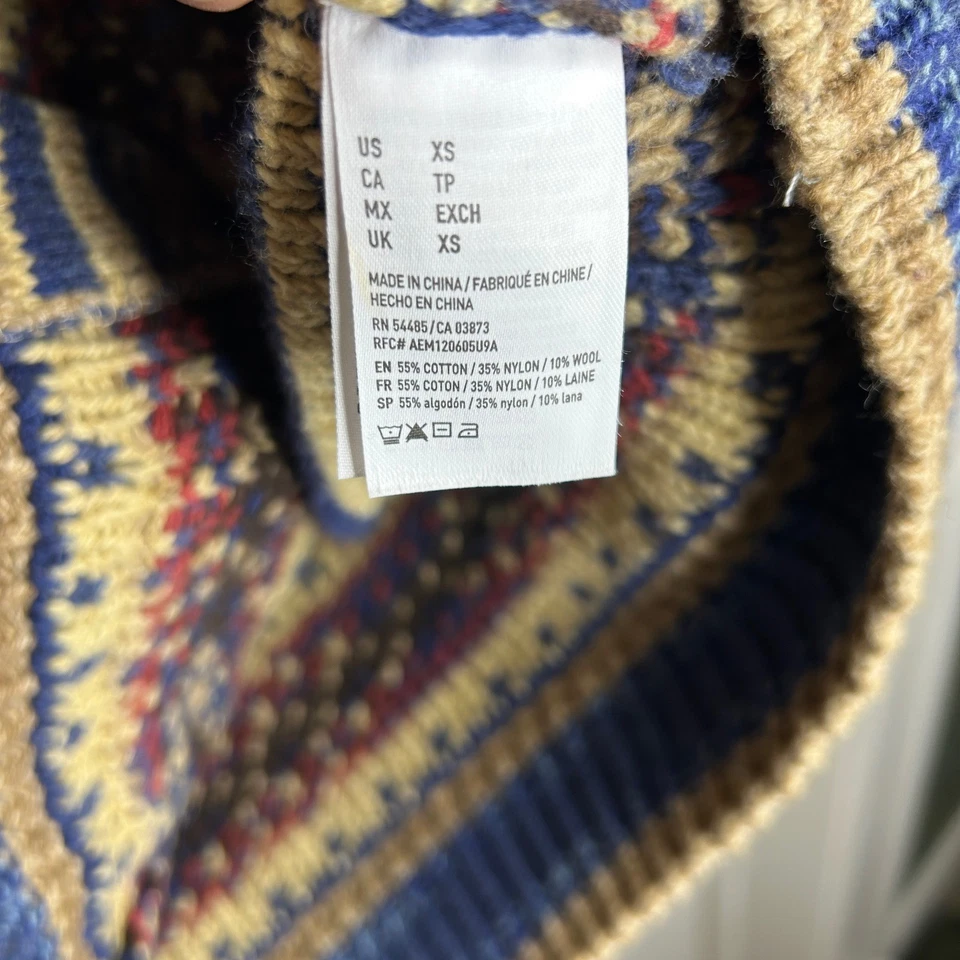 Cárdigan Suéter Y2k American Eagle Talla XS Azteca Multicolor Mezcla Lana Gran Tamaño Foto 4 de 4