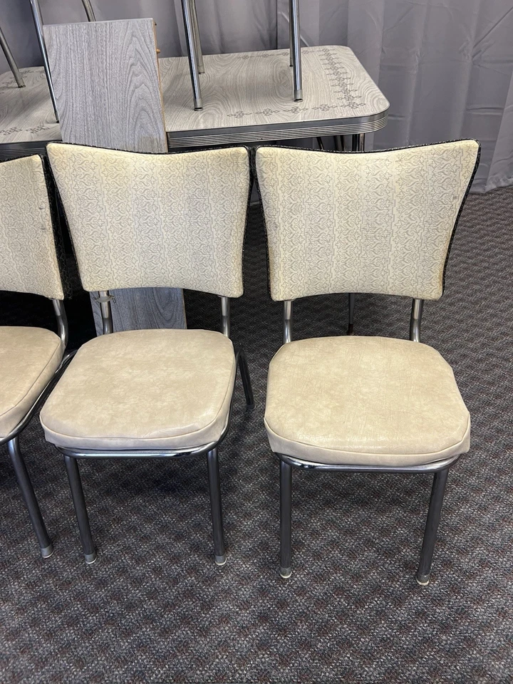 JUEGO SILLAS MESA COMEDOR FORMICA VINTAGE mediados de siglo cocina moderna retro cromada Foto 3 de 4