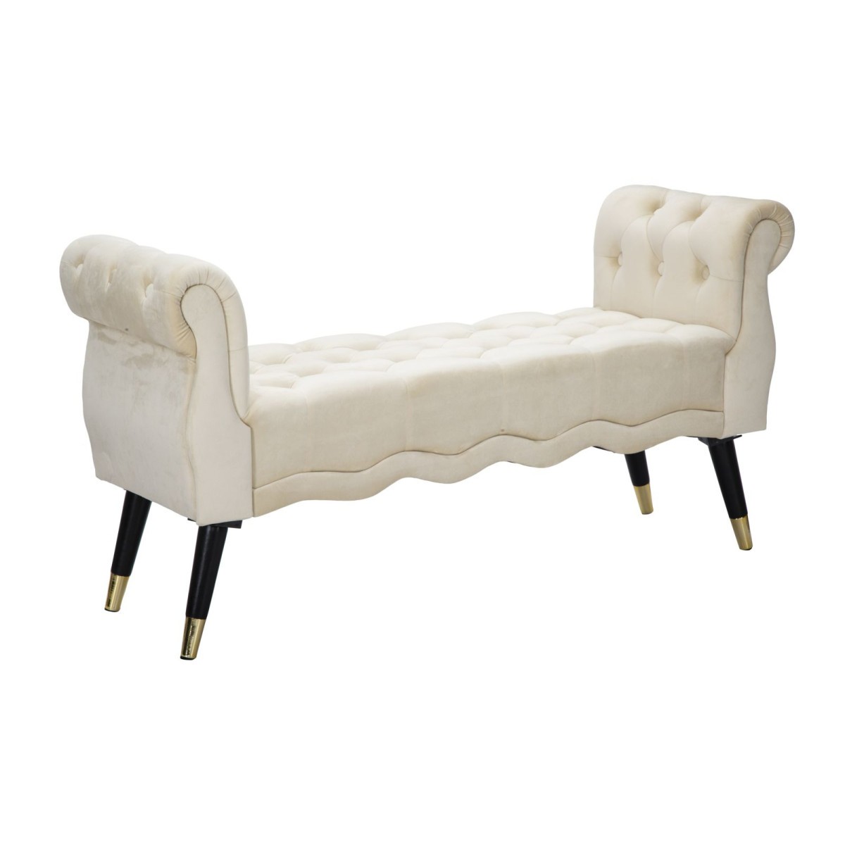Banquette en velours Paris crème bout de lit pour chambre